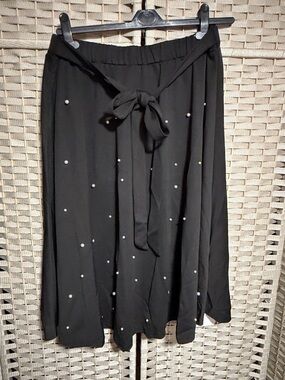 Bloomchic Black Pearl-Embellished A-Line Skirt